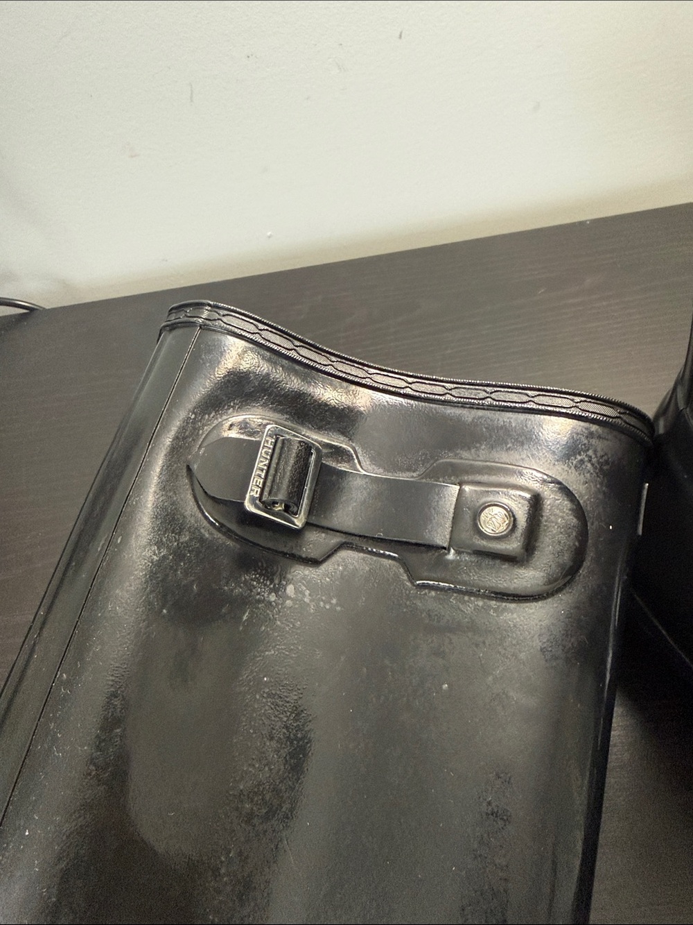 Hunter Tall Gloss Rain Boots - Black with Red Logo - Picture 13 of 14
